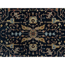 Load image into Gallery viewer, 9&#39;x12&#39;2&quot; Midnight Blue, Antiqued Fine Heriz Re-Creation with All Over Vines Design, Hand Knotted, Soft Pile, Vegetable Dyes, 100% Wool, Oriental Rug FWR548310