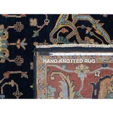 Load image into Gallery viewer, 9&#39;x12&#39;2&quot; Midnight Blue, Antiqued Fine Heriz Re-Creation with All Over Vines Design, Hand Knotted, Soft Pile, Vegetable Dyes, 100% Wool, Oriental Rug FWR548310