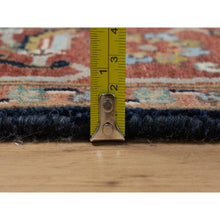 Load image into Gallery viewer, 4&#39;2&quot;x12&#39;2&quot; Space Cadet Blue, Antiqued Fine Heriz Re-Creation with All Over Vines Design, Hand Knotted, Pure Wool, Soft Pile, Vegetable Dyes, Wide Runner, Oriental Rug FWR548316