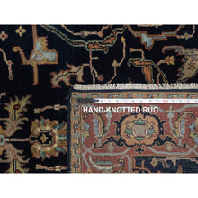 Load image into Gallery viewer, 4&#39;2&quot;x12&#39;2&quot; Space Cadet Blue, Antiqued Fine Heriz Re-creation With All Over Vines Design, Hand Knotted, Pure Wool, Soft Pile, Vegetable Dyes, Wide Runner, Oriental Rug FWR548316