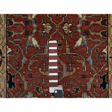 Load image into Gallery viewer, 2&#39;8&quot;x14&#39;1&quot; Currant Red, Antiqued Fine Heriz Re-Creation with All Over Vines Design, Hand Knotted, 100% Wool, Vegetable Dyes, Denser Weave, Lush and Plush, Soft Pile, Runner, Oriental Rug FWR548322