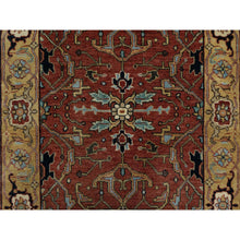 Load image into Gallery viewer, 2&#39;8&quot;x14&#39;1&quot; Currant Red, Antiqued Fine Heriz Re-creation With All Over Vines Design, Hand Knotted, 100% Wool, Vegetable Dyes, Denser Weave, Lush And Plush, Soft Pile, Runner, Oriental Rug FWR548322