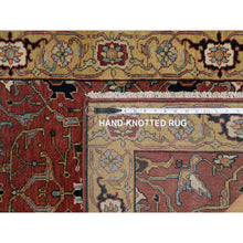 Load image into Gallery viewer, 2&#39;8&quot;x14&#39;1&quot; Currant Red, Antiqued Fine Heriz Re-creation With All Over Vines Design, Hand Knotted, 100% Wool, Vegetable Dyes, Denser Weave, Lush And Plush, Soft Pile, Runner, Oriental Rug FWR548322
