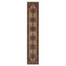 Load image into Gallery viewer, 2&#39;8&quot;x14&#39;3&quot; Swan White, Antiqued Fine Heriz Re-Creation, Natural Dyes, Hand Knotted, Plush and Lush, Soft Wool, Denser Weave, XL Runner, Oriental Rug FWR548328