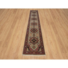 Load image into Gallery viewer, 2&#39;8&quot;x14&#39;3&quot; Swan White, Antiqued Fine Heriz Re-creation, Natural Dyes, Hand Knotted, Plush And Lush, Soft Wool, Denser Weave, Xl Runner, Oriental Rug FWR548328