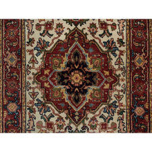 Load image into Gallery viewer, 2&#39;8&quot;x14&#39;3&quot; Swan White, Antiqued Fine Heriz Re-Creation, Natural Dyes, Hand Knotted, Plush and Lush, Soft Wool, Denser Weave, XL Runner, Oriental Rug FWR548328