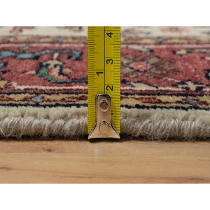2'8"x14'3" Swan White, Antiqued Fine Heriz Re-Creation, Natural Dyes, Hand Knotted, Plush and Lush, Soft Wool, Denser Weave, XL Runner, Oriental Rug FWR548328
