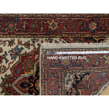 Load image into Gallery viewer, 2&#39;8&quot;x14&#39;3&quot; Swan White, Antiqued Fine Heriz Re-creation, Natural Dyes, Hand Knotted, Plush And Lush, Soft Wool, Denser Weave, Xl Runner, Oriental Rug FWR548328