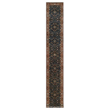 Load image into Gallery viewer, 2&#39;7&quot;x18&#39;1&quot; Oxford Blue, Antiqued Fine Heriz Re-Creation with All Over Vines Design, 100% Wool, Hand Knotted, Soft Pile, Vegetable Dyes, XL Runner, Oriental Rug FWR548340