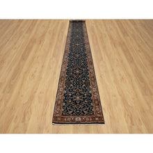 Load image into Gallery viewer, 2&#39;7&quot;x18&#39;1&quot; Oxford Blue, Antiqued Fine Heriz Re-Creation with All Over Vines Design, 100% Wool, Hand Knotted, Soft Pile, Vegetable Dyes, XL Runner, Oriental Rug FWR548340