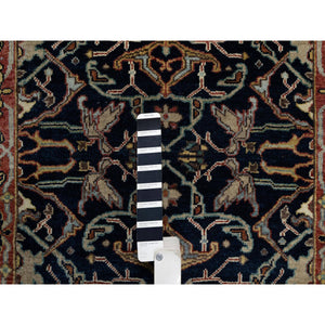 2'7"x18'1" Oxford Blue, Antiqued Fine Heriz Re-Creation with All Over Vines Design, 100% Wool, Hand Knotted, Soft Pile, Vegetable Dyes, XL Runner, Oriental Rug FWR548340