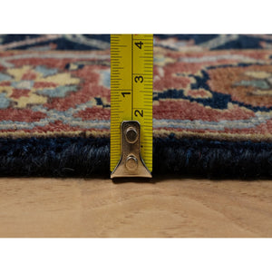 2'7"x18'1" Oxford Blue, Antiqued Fine Heriz Re-Creation with All Over Vines Design, 100% Wool, Hand Knotted, Soft Pile, Vegetable Dyes, XL Runner, Oriental Rug FWR548340