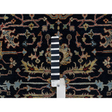 Load image into Gallery viewer, 6&#39;x6&#39; Caviar Blue, Antiqued Fine Heriz Re-Creation with All Over Vines Design, Hand Knotted, Soft Pile, Vegetable Dyes, Pure Wool, Round, Oriental Rug FWR548346