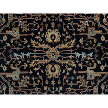 Load image into Gallery viewer, 6&#39;x6&#39; Caviar Blue, Antiqued Fine Heriz Re-Creation with All Over Vines Design, Hand Knotted, Soft Pile, Vegetable Dyes, Pure Wool, Round, Oriental Rug FWR548346