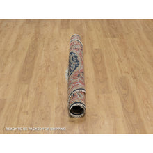 Load image into Gallery viewer, 6&#39;x6&#39; Caviar Blue, Antiqued Fine Heriz Re-Creation with All Over Vines Design, Hand Knotted, Soft Pile, Vegetable Dyes, Pure Wool, Round, Oriental Rug FWR548346