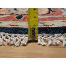 Load image into Gallery viewer, 6&#39;x6&#39; Caviar Blue, Antiqued Fine Heriz Re-Creation with All Over Vines Design, Hand Knotted, Soft Pile, Vegetable Dyes, Pure Wool, Round, Oriental Rug FWR548346