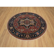 Load image into Gallery viewer, 6&#39;2&quot;x6&#39;2&quot; Chili Oil Red, Antiqued Fine Heriz Re-creation, Denser Weave, Vegetable Dyes, Hand Knotted, Soft Wool, Lush And Plush, Round, Oriental Rug FWR548352