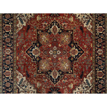 Load image into Gallery viewer, 5&#39;2&quot;x7&#39;2&quot; Brick Red, Antiqued Fine Heriz Re-creation With Star Medallion Design, Hand Spun New Zealand Wool, Hand Knotted, Soft And Plush, Oriental Rug FWR548358