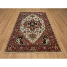 Load image into Gallery viewer, 6&#39;2&quot;x9&#39;1&quot; Parchment White, Antiqued Fine Heriz Re-creation, Natural Dyes, Hand Knotted, Plush And Lush, Denser Weave, Soft Wool, Oriental Rug FWR548364