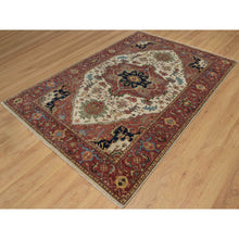 Load image into Gallery viewer, 6&#39;2&quot;x9&#39;1&quot; Parchment White, Antiqued Fine Heriz Re-creation, Natural Dyes, Hand Knotted, Plush And Lush, Denser Weave, Soft Wool, Oriental Rug FWR548364