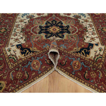 Load image into Gallery viewer, 6&#39;2&quot;x9&#39;1&quot; Parchment White, Antiqued Fine Heriz Re-creation, Natural Dyes, Hand Knotted, Plush And Lush, Denser Weave, Soft Wool, Oriental Rug FWR548364
