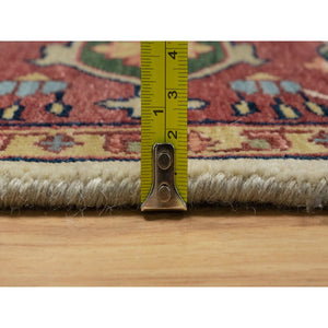 6'2"x9'1" Parchment White, Antiqued Fine Heriz Re-creation, Natural Dyes, Hand Knotted, Plush And Lush, Denser Weave, Soft Wool, Oriental Rug FWR548364