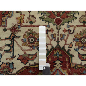 5'1"x7'2" Chiffon White, Antiqued Fine Heriz Re-Creation, Hand Knotted, Soft Wool, Lush and Plush, Vegetable Dyes, Denser Weave, Oriental Rug FWR548370
