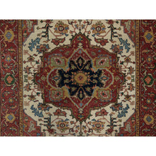 Load image into Gallery viewer, 5&#39;1&quot;x7&#39;2&quot; Chiffon White, Antiqued Fine Heriz Re-Creation, Hand Knotted, Soft Wool, Lush and Plush, Vegetable Dyes, Denser Weave, Oriental Rug FWR548370
