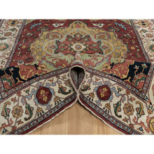 Load image into Gallery viewer, 6&#39;1&quot;x9&#39;2&quot; Brick Red, Antiqued Fine Heriz Re-creation With Medallion Design, Plush And Lush Pile, Hand Knotted, 100% Wool, Denser Weave, Vegetable Dyes, Oriental Rug FWR548382