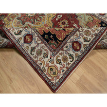 Load image into Gallery viewer, 6&#39;1&quot;x9&#39;2&quot; Brick Red, Antiqued Fine Heriz Re-creation With Medallion Design, Plush And Lush Pile, Hand Knotted, 100% Wool, Denser Weave, Vegetable Dyes, Oriental Rug FWR548382