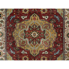 Load image into Gallery viewer, 6&#39;1&quot;x9&#39;2&quot; Brick Red, Antiqued Fine Heriz Re-creation With Medallion Design, Plush And Lush Pile, Hand Knotted, 100% Wool, Denser Weave, Vegetable Dyes, Oriental Rug FWR548382