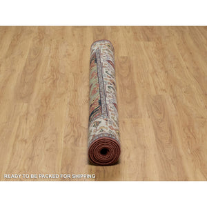6'1"x9'2" Brick Red, Antiqued Fine Heriz Re-creation With Medallion Design, Plush And Lush Pile, Hand Knotted, 100% Wool, Denser Weave, Vegetable Dyes, Oriental Rug FWR548382