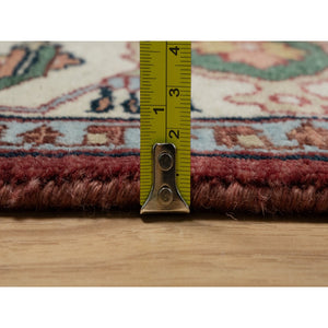 6'1"x9'2" Brick Red, Antiqued Fine Heriz Re-creation With Medallion Design, Plush And Lush Pile, Hand Knotted, 100% Wool, Denser Weave, Vegetable Dyes, Oriental Rug FWR548382