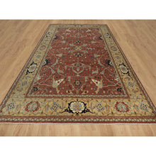 Load image into Gallery viewer, 10&#39;1&quot;x14&#39;2&quot; Brick Red, Antiqued Fine Heriz Re-creation With All Over Vines Design, Hand Knotted, 100% Wool, Vegetable Dyes, Soft Pile, Denser Weave, Lush And Plush, Oriental Rug FWR548406
