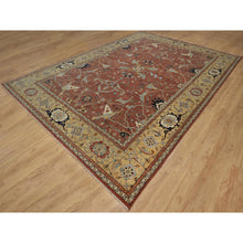 Load image into Gallery viewer, 10&#39;1&quot;x14&#39;2&quot; Brick Red, Antiqued Fine Heriz Re-creation With All Over Vines Design, Hand Knotted, 100% Wool, Vegetable Dyes, Soft Pile, Denser Weave, Lush And Plush, Oriental Rug FWR548406