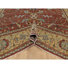 Load image into Gallery viewer, 10&#39;1&quot;x14&#39;2&quot; Brick Red, Antiqued Fine Heriz Re-creation With All Over Vines Design, Hand Knotted, 100% Wool, Vegetable Dyes, Soft Pile, Denser Weave, Lush And Plush, Oriental Rug FWR548406