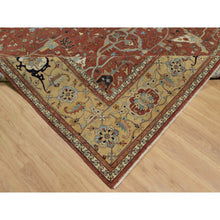 Load image into Gallery viewer, 10&#39;1&quot;x14&#39;2&quot; Brick Red, Antiqued Fine Heriz Re-creation With All Over Vines Design, Hand Knotted, 100% Wool, Vegetable Dyes, Soft Pile, Denser Weave, Lush And Plush, Oriental Rug FWR548406