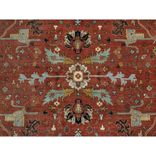 Load image into Gallery viewer, 10&#39;1&quot;x14&#39;2&quot; Brick Red, Antiqued Fine Heriz Re-creation With All Over Vines Design, Hand Knotted, 100% Wool, Vegetable Dyes, Soft Pile, Denser Weave, Lush And Plush, Oriental Rug FWR548406