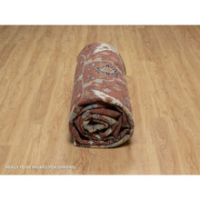 Load image into Gallery viewer, 10&#39;1&quot;x14&#39;2&quot; Brick Red, Antiqued Fine Heriz Re-creation With All Over Vines Design, Hand Knotted, 100% Wool, Vegetable Dyes, Soft Pile, Denser Weave, Lush And Plush, Oriental Rug FWR548406