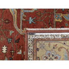 Load image into Gallery viewer, 10&#39;1&quot;x14&#39;2&quot; Brick Red, Antiqued Fine Heriz Re-creation With All Over Vines Design, Hand Knotted, 100% Wool, Vegetable Dyes, Soft Pile, Denser Weave, Lush And Plush, Oriental Rug FWR548406