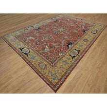Load image into Gallery viewer, 10&#39;1&quot;x14&#39;2&quot; Auburn Red, Antiqued Fine Heriz Re-creation With All Over Vines Design, Hand Knotted, 100% Wool, Vegetable Dyes, Lush And Plush, Denser Weave, Soft Pile, Oriental Rug FWR548412