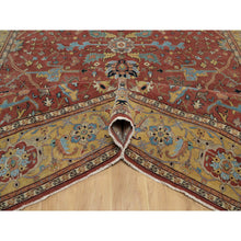 Load image into Gallery viewer, 10&#39;1&quot;x14&#39;2&quot; Auburn Red, Antiqued Fine Heriz Re-creation With All Over Vines Design, Hand Knotted, 100% Wool, Vegetable Dyes, Lush And Plush, Denser Weave, Soft Pile, Oriental Rug FWR548412