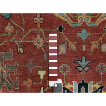 Load image into Gallery viewer, 10&#39;1&quot;x14&#39;2&quot; Auburn Red, Antiqued Fine Heriz Re-creation With All Over Vines Design, Hand Knotted, 100% Wool, Vegetable Dyes, Lush And Plush, Denser Weave, Soft Pile, Oriental Rug FWR548412