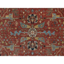 Load image into Gallery viewer, 10&#39;1&quot;x14&#39;2&quot; Auburn Red, Antiqued Fine Heriz Re-creation With All Over Vines Design, Hand Knotted, 100% Wool, Vegetable Dyes, Lush And Plush, Denser Weave, Soft Pile, Oriental Rug FWR548412