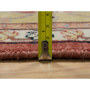 10'1"x14'2" Auburn Red, Antiqued Fine Heriz Re-creation With All Over Vines Design, Hand Knotted, 100% Wool, Vegetable Dyes, Lush And Plush, Denser Weave, Soft Pile, Oriental Rug FWR548412