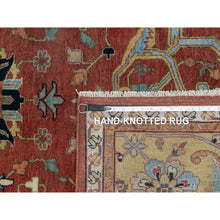 Load image into Gallery viewer, 10&#39;1&quot;x14&#39;2&quot; Auburn Red, Antiqued Fine Heriz Re-creation With All Over Vines Design, Hand Knotted, 100% Wool, Vegetable Dyes, Lush And Plush, Denser Weave, Soft Pile, Oriental Rug FWR548412