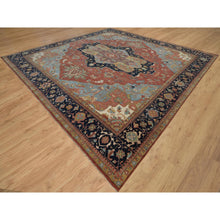 Load image into Gallery viewer, 16&#39;2&quot;x16&#39;2&quot; Auburn Red, Antiqued Fine Heriz Re-Creation, Hand Knotted, Soft 100% Wool, Denser Weave, Vegetable Dyes, Lush and Plush, Square, Oriental Rug FWR548424