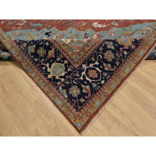 Load image into Gallery viewer, 16&#39;2&quot;x16&#39;2&quot; Auburn Red, Antiqued Fine Heriz Re-Creation, Hand Knotted, Soft 100% Wool, Denser Weave, Vegetable Dyes, Lush and Plush, Square, Oriental Rug FWR548424