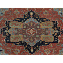 Load image into Gallery viewer, 16&#39;2&quot;x16&#39;2&quot; Auburn Red, Antiqued Fine Heriz Re-Creation, Hand Knotted, Soft 100% Wool, Denser Weave, Vegetable Dyes, Lush and Plush, Square, Oriental Rug FWR548424