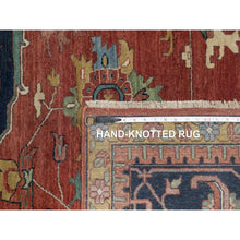 Load image into Gallery viewer, 16&#39;2&quot;x16&#39;2&quot; Auburn Red, Antiqued Fine Heriz Re-Creation, Hand Knotted, Soft 100% Wool, Denser Weave, Vegetable Dyes, Lush and Plush, Square, Oriental Rug FWR548424